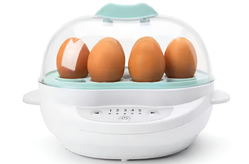 Steamer NUTRIBULLET BSR08N urządzenie przyciski pokrywka jajka w środku białe tło przygotowywanie posiłków dla niemowląt gotowanie na parze zachowanie wartości odżywczych funkcja rozmrażania wyjęcie porcji z zamrażarki umieszczenie w specjalnej tacy w kilka minut świeży ciepły posiłek dla zapracowanych rodziców zdrowe domowe jedzenie