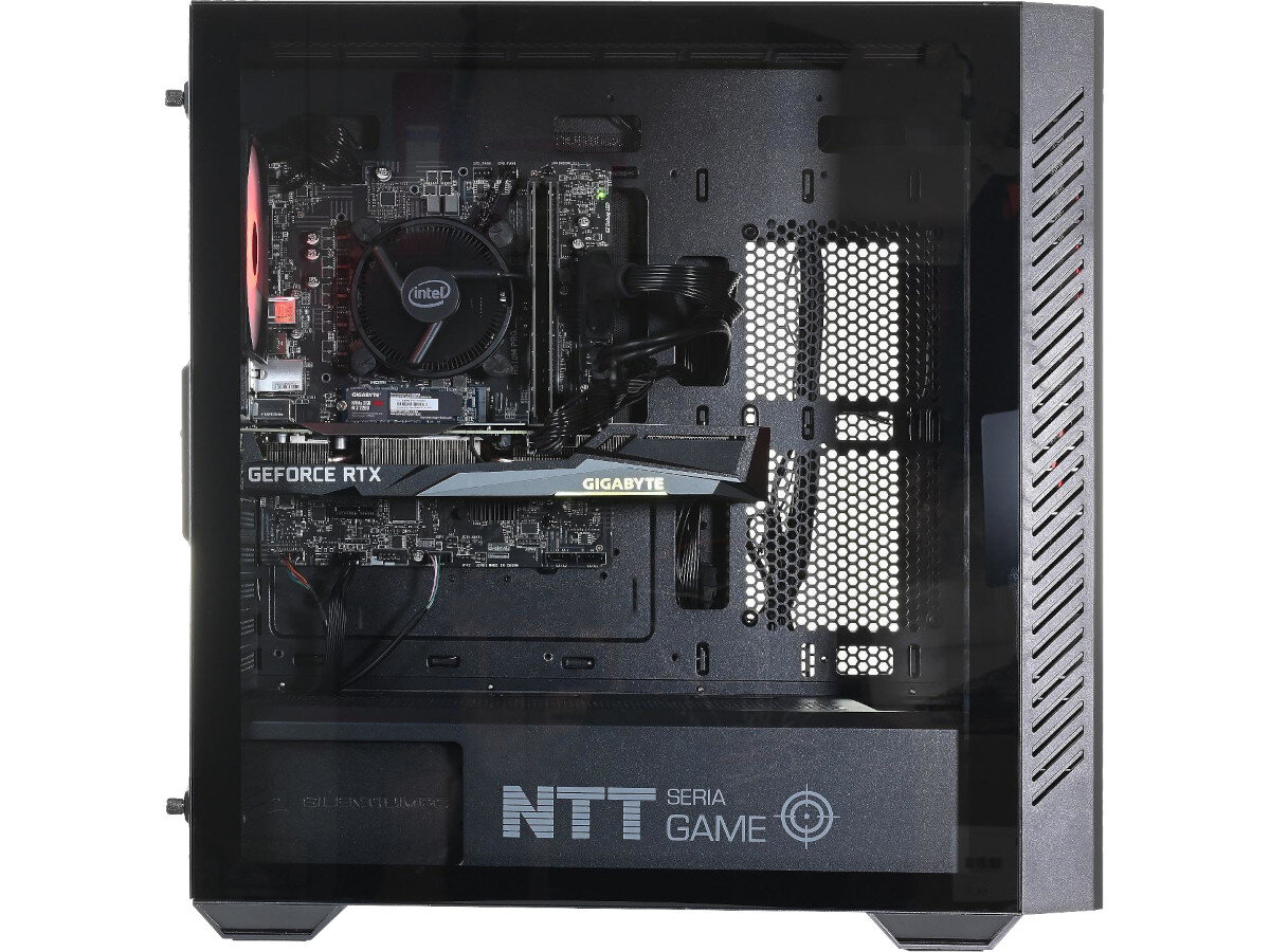 Komputer NTT Game ZKG-I5R3050-T023 i5-12400F 16GB RAM 1TB SSD GeForce RTX3050 Windows 11 Home wygląd styl obudowa podświetlenie wnętrze przestrzeń