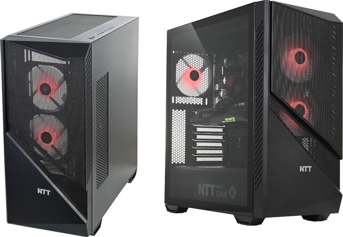 Komputer NTT Game ZKG-I5R3050-T023 i5-12400F 16GB RAM 1TB SSD GeForce RTX3050 Windows 11 Home chłodzenie temperatura wentylatory otwory