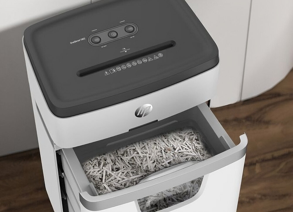 Niszczarka HP OneShred 18CC bezpieczeństwo ścinki poziom