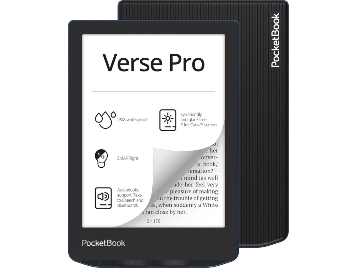 Czytnik E-Booków POCKETBOOK Verse Pro 634 Niebieski bateria szczelność czas działania wodoodporność