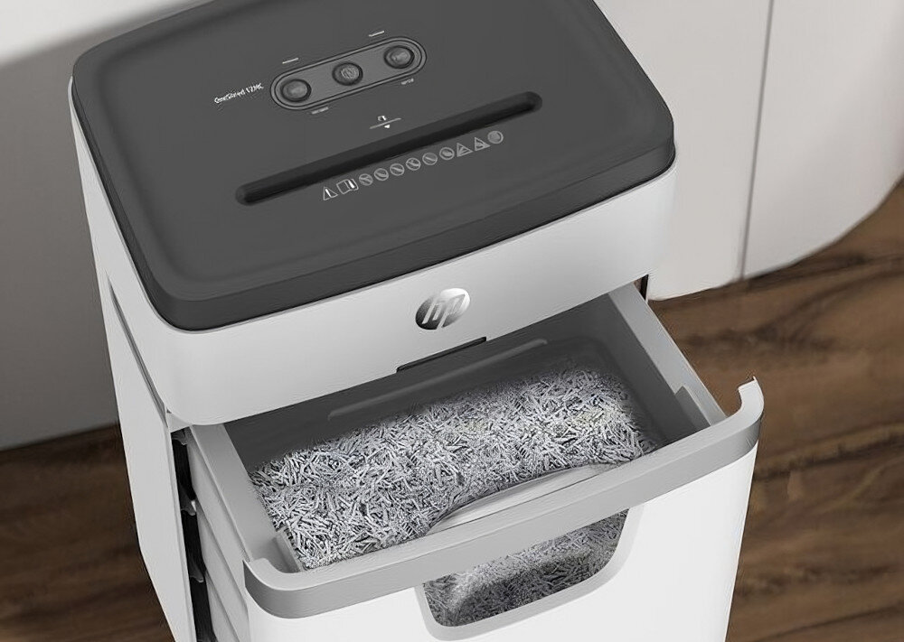 Niszczarka HP OneShred 12MC bezpieczeństwo ścinki poziom