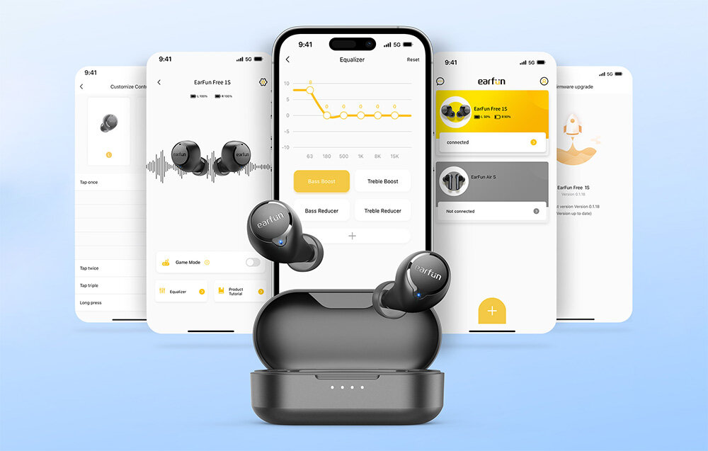 Słuchawki dokanałowe EARFUN Free 1S android ios aplikacja