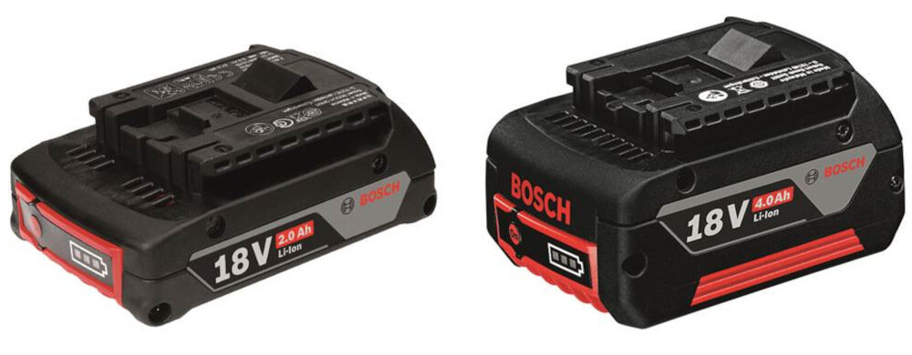 Akumulator BOSCH Professional 1600A01ZS9 2Ah/4Ah 18V + ładowarka dwa akumulatory pojemnosc 2,0 Ah i 4,0 Ah napiecie 18 V wszechstronne roznorodne zastosowania