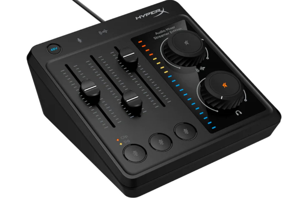 Mikser audio HYPERX 73C12AA zabawa dźwięk dostępność wejścia pokrętła wyposażenie