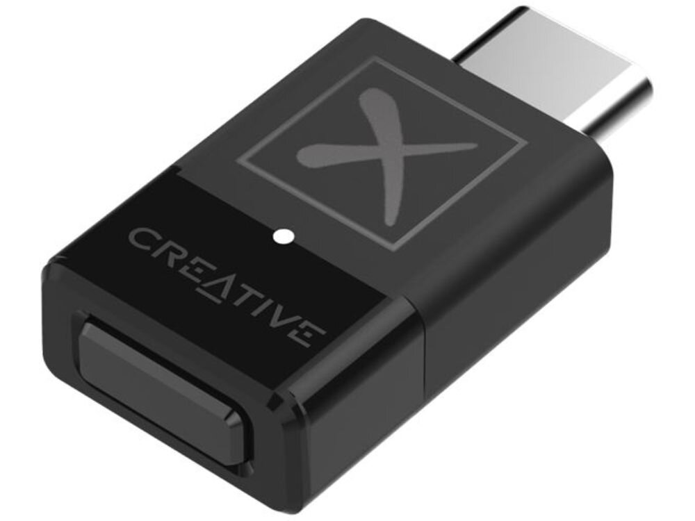Adapter CREATIVE BT-W3X
                adapter na białym tle plug and play port usb-c bezprzewodowo słuchawki głośniki funkcja device switching