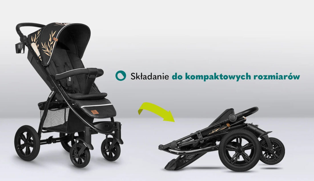 Wózek dziecięcy LIONELO Annet Tour Lovin Czarny Łatwe składanie system składania przechowywanie transport