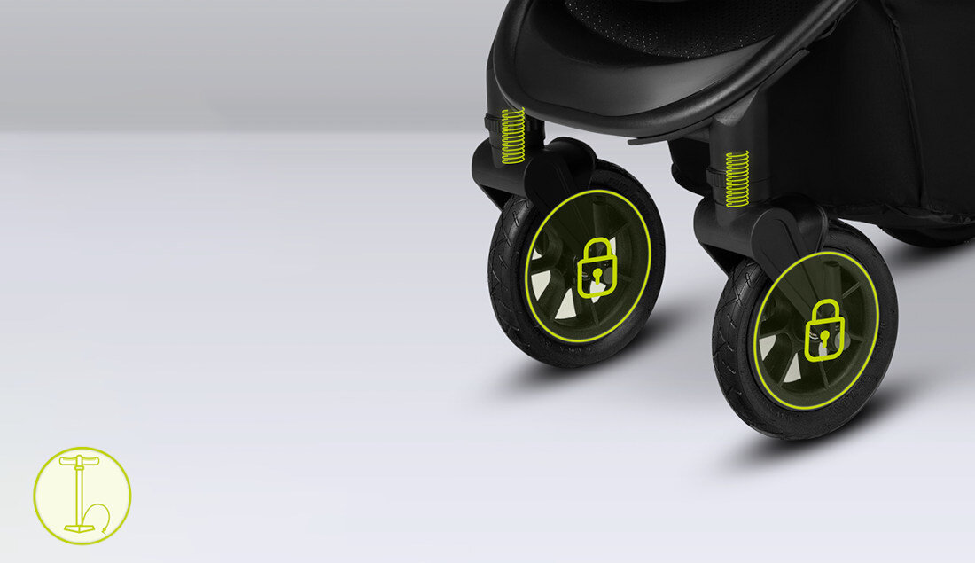 Wózek dziecięcy LIONELO Natt Stone Szary Czarny Centralny hamulec nożny mechanizm składania pozycja pionowa przechowywanie