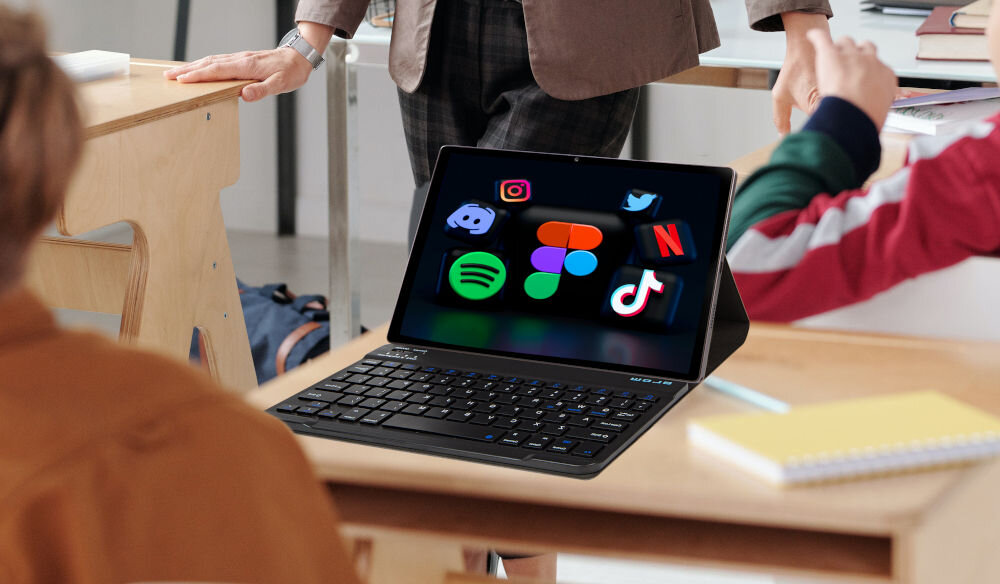 Tablet BLOW PlatinumTAB11 10.51 8/128 GB LTE Wi-Fi Szary + Klawiatura Android 13 Google Play Store dobra nawigacja kontrola prywatności doskonała jakość dźwięku HBO MAX, Netflix, YouTube