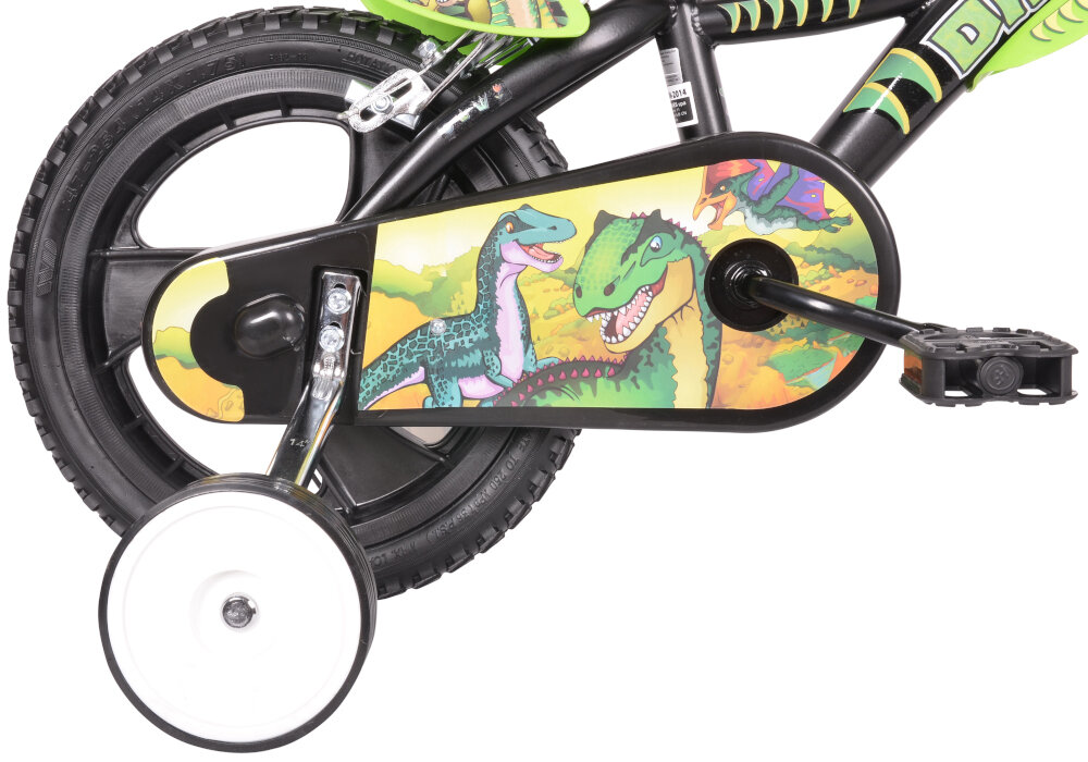 Rower dziecięcy DINO BIKES Dinozaury 14 cali dla chłopca 14-calowe koła boczne kółka łańcuch stylowa osłona