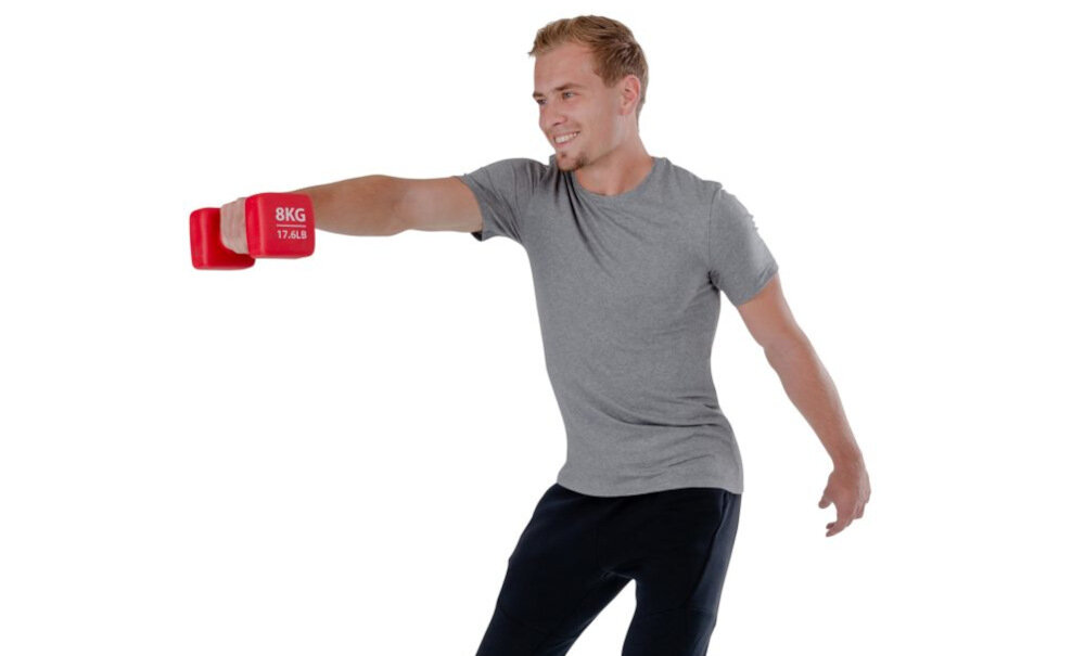 Hantla PURE2IMPROVE Dumbell 8 kg wytrzymaly neopren dlugotrwala trwalosc do domu do profesjonalnych silowni