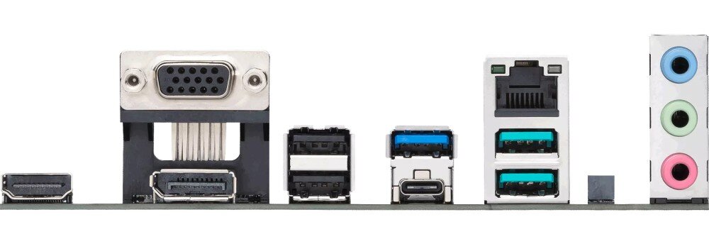 Płyta główna ASUS Prime B760 Plus Tylny panel portów wejścia i wyjścia obejmujący złącza wideo, gniazda USB, port sieciowy oraz wyjścia audio