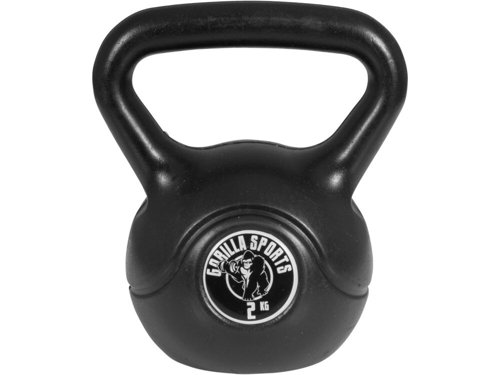 Kettlebell GORILLA SPORTS 3010 2 kg solidnie wykonany trwaly przyrzad treningowy skuteczne wszechstronne cwiczenia silowe z wysokiej jakosci materialow 2-kilogramowy
