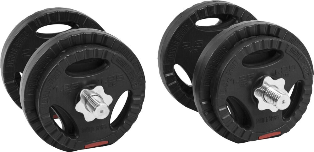 Zestaw hantli GORILLA SPORTS 3917 2 x 10 kg dla osob poczatkujacych zaawansowanych zawodowych sportowcow regulacja obciazenia