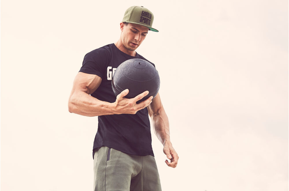 Piłka lekarska GORILLA SPORTS Slamball (5 kg) intensywny trening średnica 23 cm kompaktowy rozmiar różne wariaty wagi