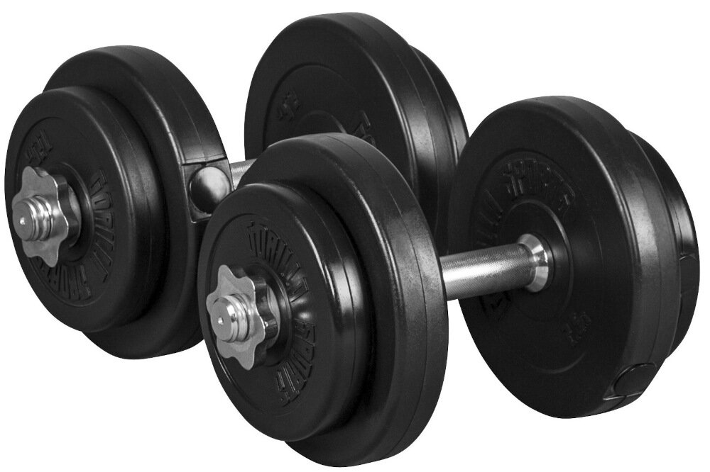 Zestaw hantli GORILLA SPORTS 2802 2 x 10 kg rozwoj sily wytrzymalosci kondycji fizycznej dwie hantle o wadze 10 kg kazda wszechstronny trening silowy rozne poziomy zabezpieczenia