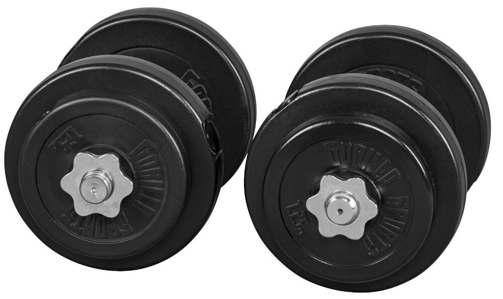 Zestaw hantli GORILLA SPORTS 2802 2 x 10 kg z wysokiej jakosci materialow powloka winylowa na obciazeniach skuteczna redukcja halasu ochrona podlogi przed ewentualnymi uszkodzeniami