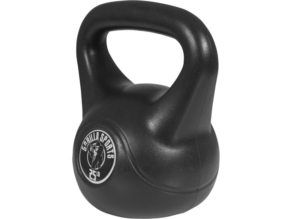 Kettlebell GORILLA SPORTS 2493 12 kg do treningow silowych wytrzymaosciowych poprawa elastycznosci koordynacji ruchowej plaski spod stabilny