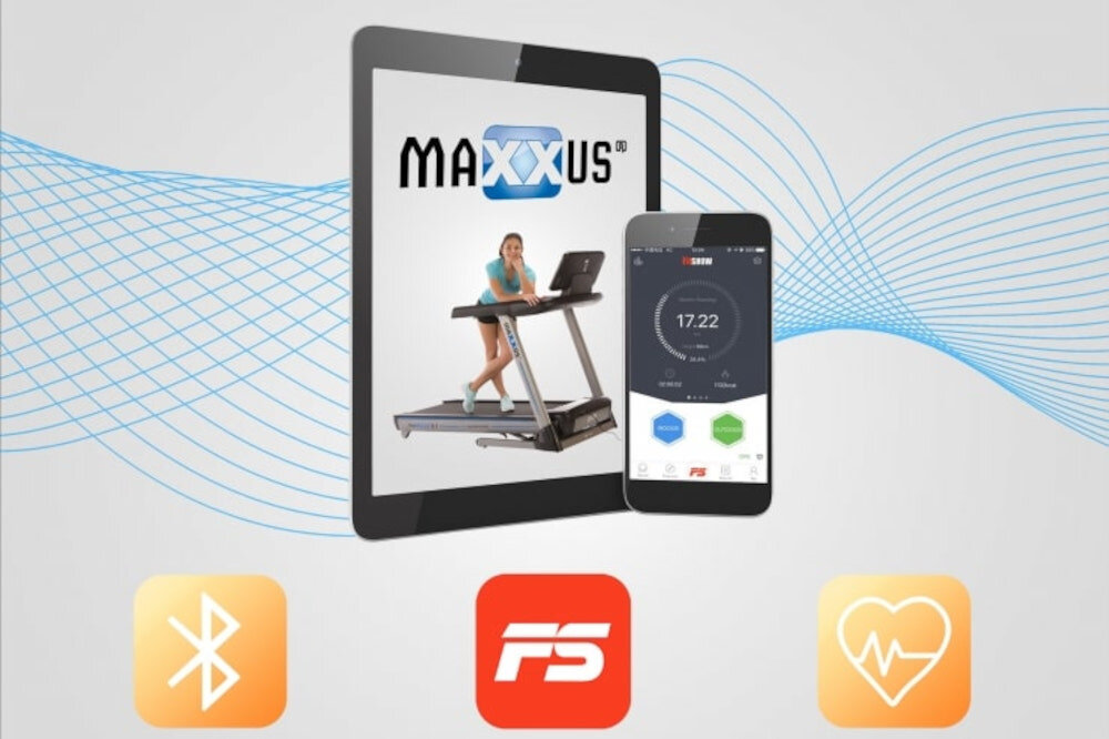Bieżnia elektryczna MAXXUS RunMaxx 7.4 wbudowany modul Bluetooth wejscie AUX 3,5 mm zlacze USB-C