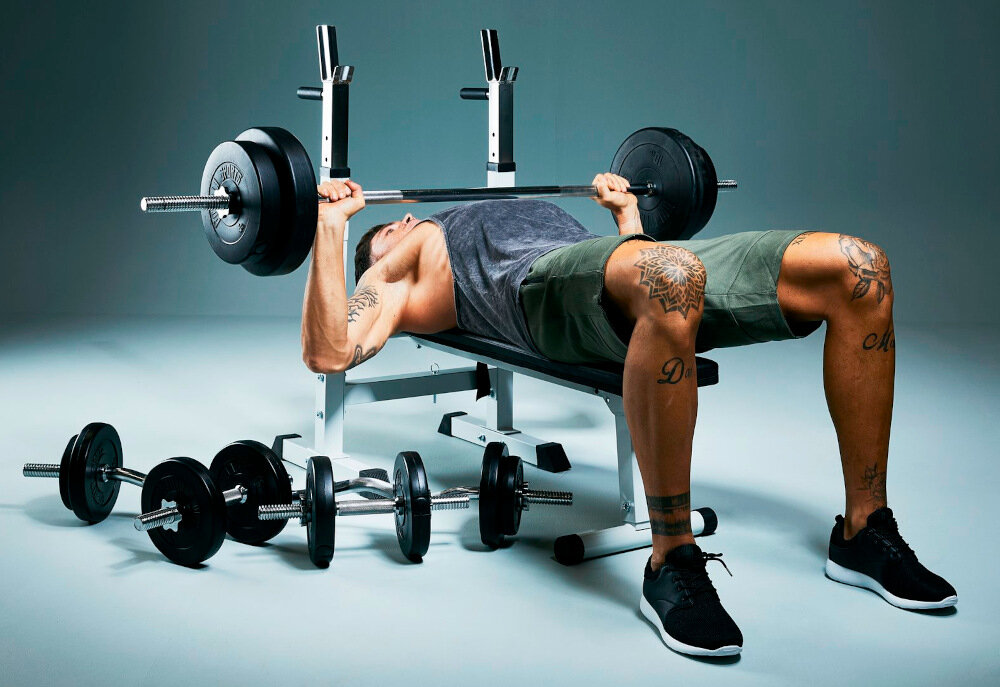 Ławka do ćwiczeń GORILLA SPORTS 3w1 2965 Biały stojak pod sztage obciazenie do 200 kg