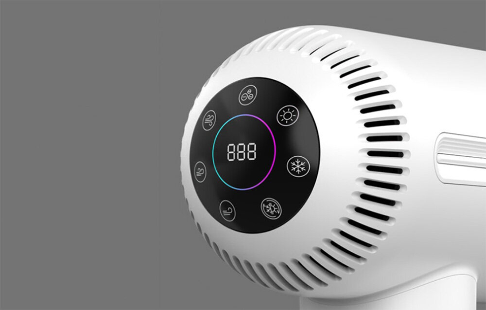 Suszarka INFACE ZH-09GW Biały 1500W Czytelny wyświetlacz LED Wbudowany ekran LED Intuicyjna obsługa  parametry Funkcja odwrócenia obrotów  Cztery poziomy temperatury i trzy prędkości nawiewu dostosowanie działanie ciepłe powietrze chłodny nawiew 