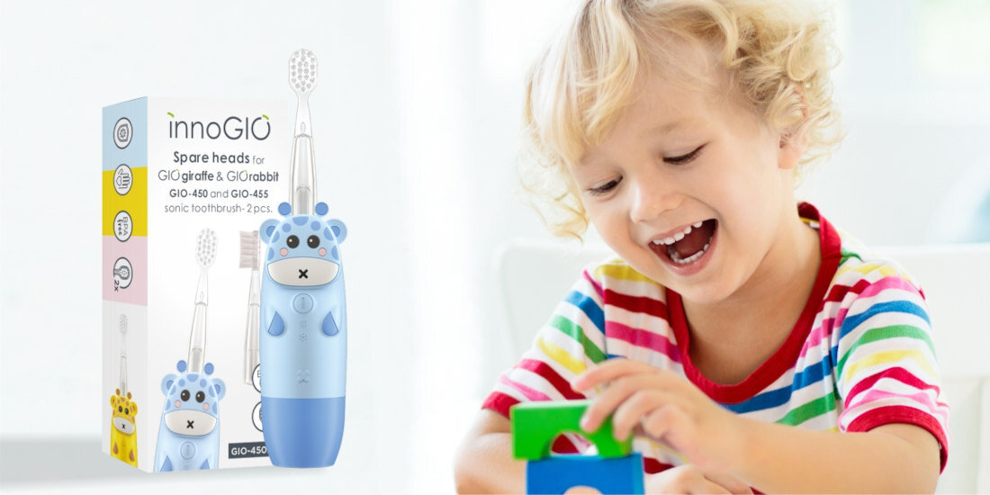Końcówka szczoteczki INNOGIO GIO-450BH do szczoteczki GIOgiraffe/GIOrabbit/GIOpanda (Delikatna dla zębów) Dopasowane do wieku dostosowanie wiek przedział komfortowe i skuteczne czyszczenie zdrowe nawyki higieniczne