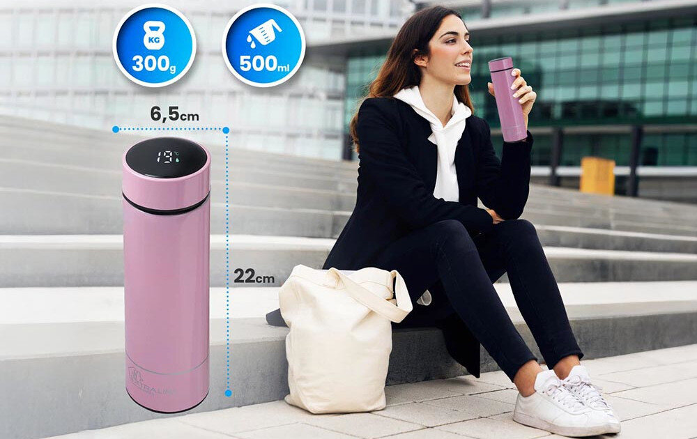 Termos EXTRALINK Travel Mug LED Czarny 500 ml Komfort w podróży Lekka konstrukcja waga wymiary  szczelne zamknięcie ochrona
