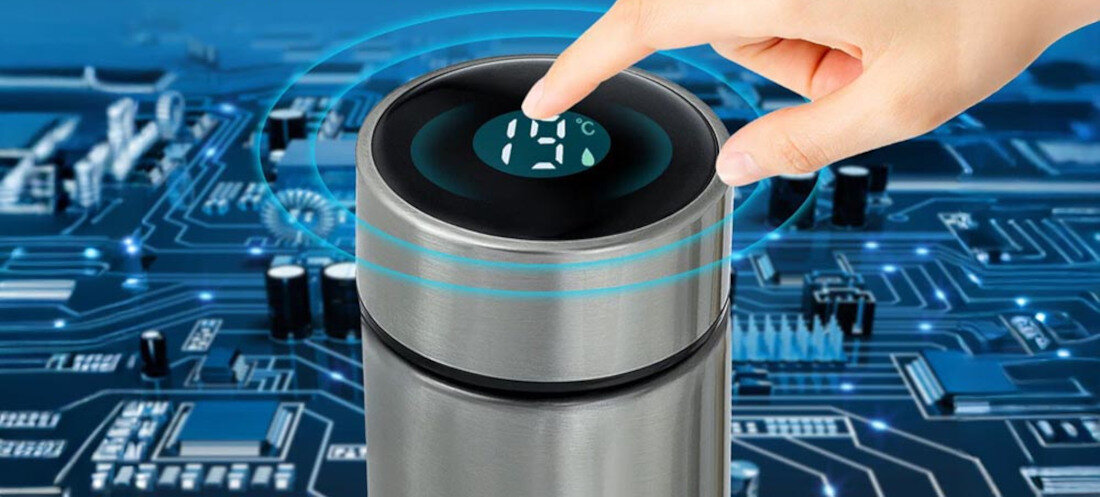 Kubek termiczny EXTRALINK Smart Travel Mug Srebrny 500 ml Zawsze optymalna temperatura wyświetlacz LED wbudowany czujnik pozwala cieszyć się ulubionym smakiem