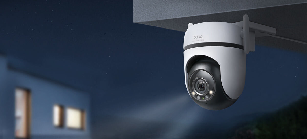Kamera TP-LINK Tapo C520WS Zewnętrzna, Wi-Fi / LAN, monitoring, obraz, jakość, roździelczość, kamera zamontowana do sufitu budynku nocną porą