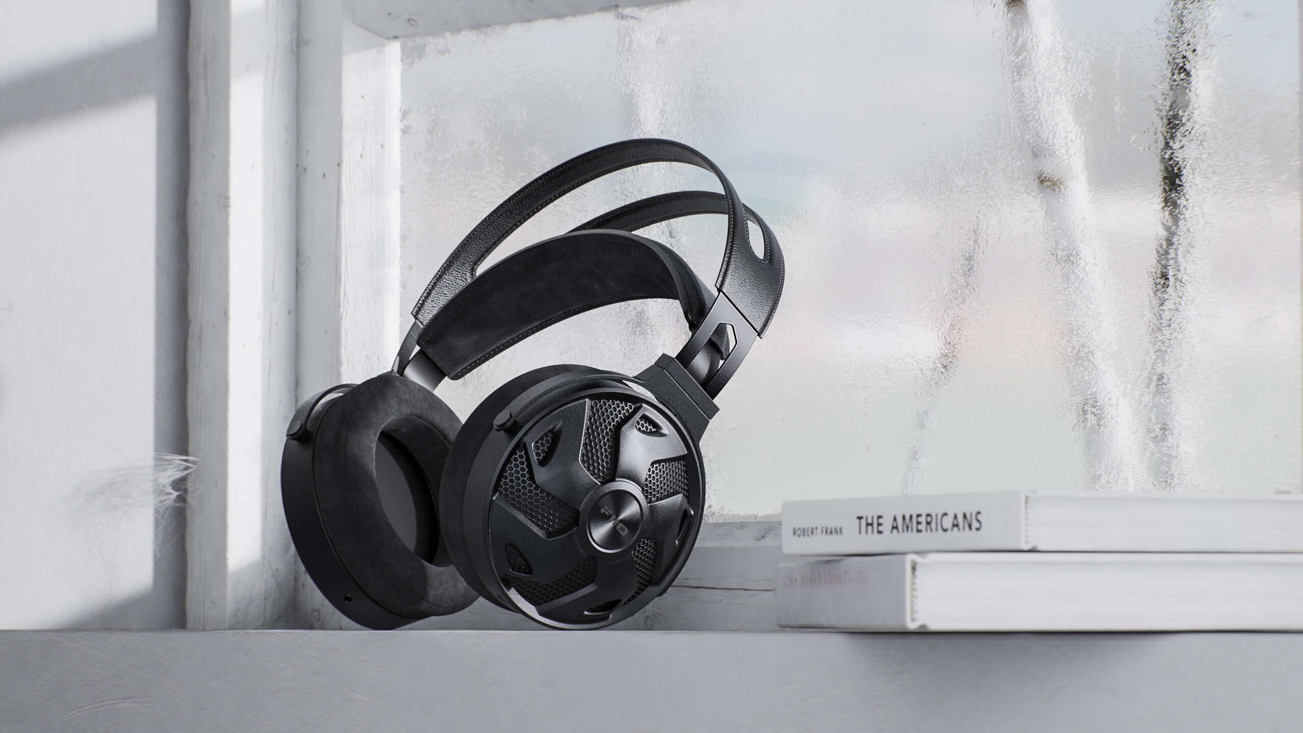 Słuchawki nauszne FIIO FT3 - sluchawki na czarnym tle - sluchawki oparte o okno