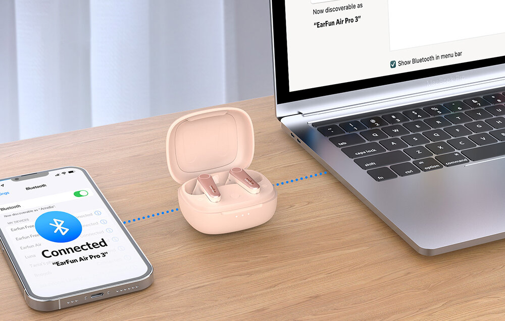 Słuchawki dokanałowe EARFUN Air Pro 3 ANC Wodoodporne bluetooth modul stabilnoscs szybka transmisja 2 urzadzenia