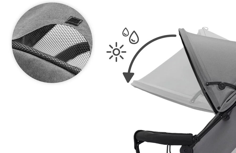 Wózek spacerowy KINDERKRAFT Tik szary Ochrona przed pogodą Rozkładana budka cień ochrona praktyczne okienko poczucie bezpieczeństwa  ułatwienie opieka