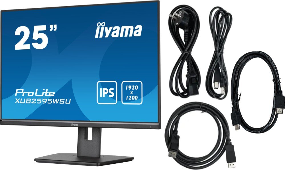 Monitor IIYAMA ProLite XUB2595WSU-B5 25 1920x1200px IPS 4 ms [GTG] zestaw akcesoria