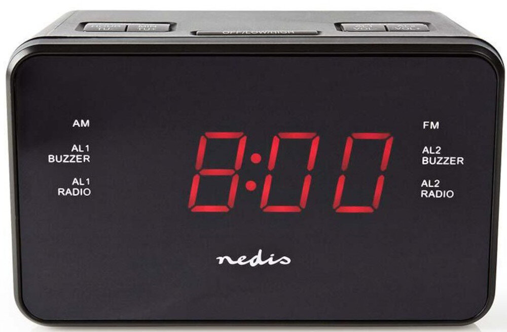 >Radiobudzik NEDIS CLAR002BK wyświetlacz led