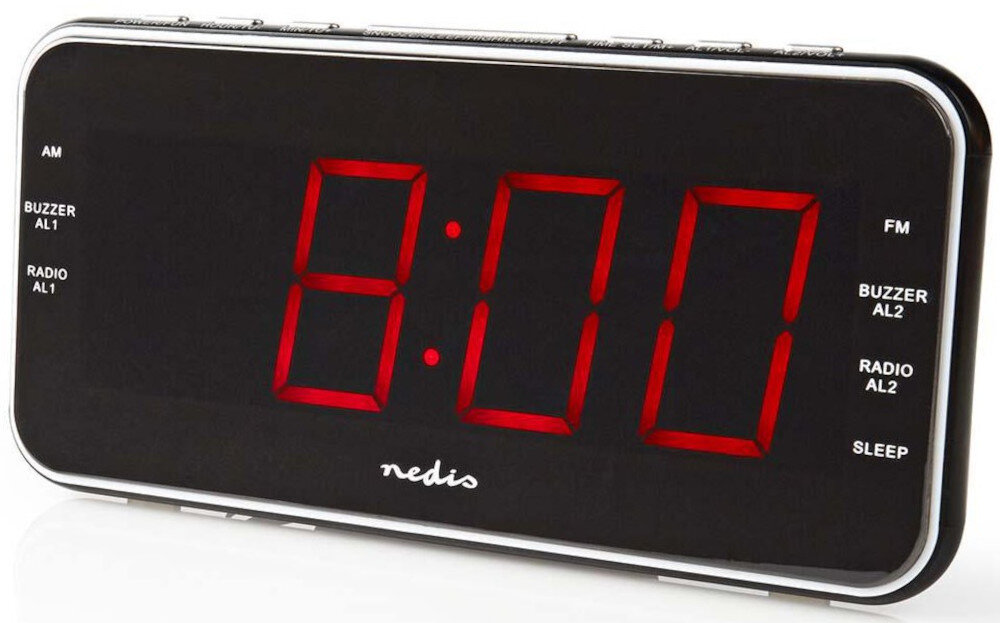 Radiobudzik NEDIS CLAR004BK funkcje uśpienia i drzemki