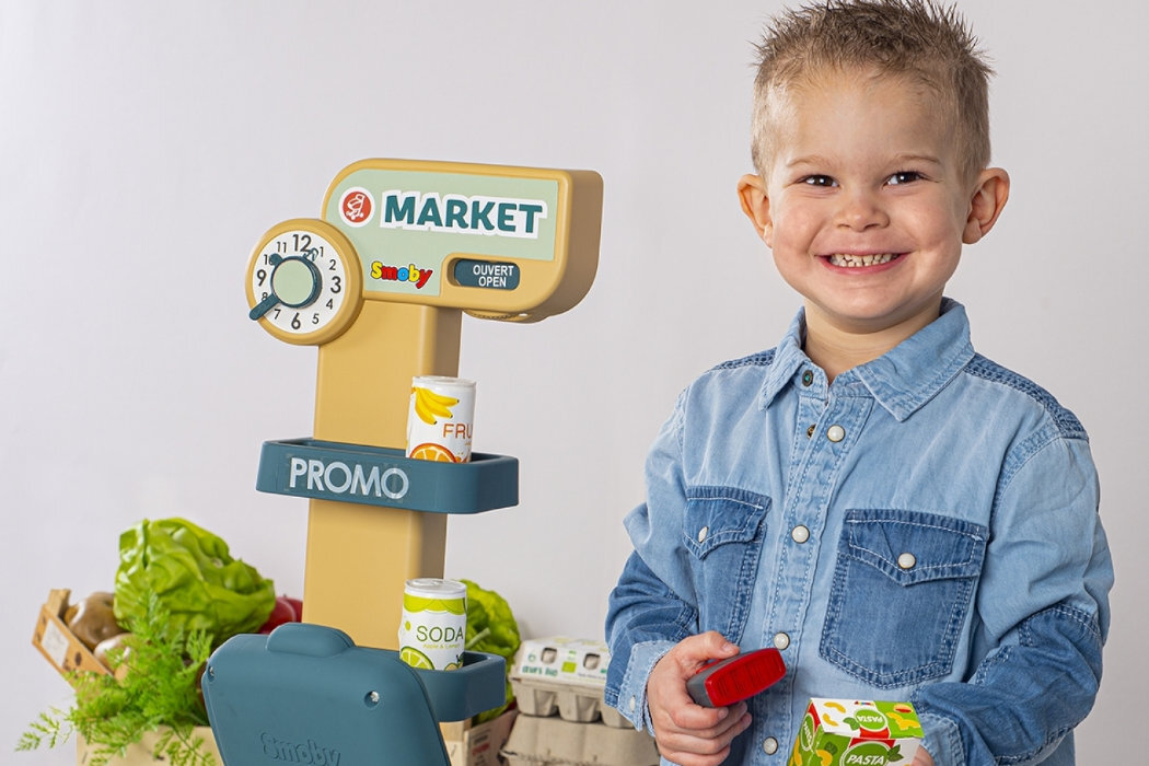 Zabawka market z wózkiem SMOBY 7600350230 zabawa nauka wyposażenie skaner wózek