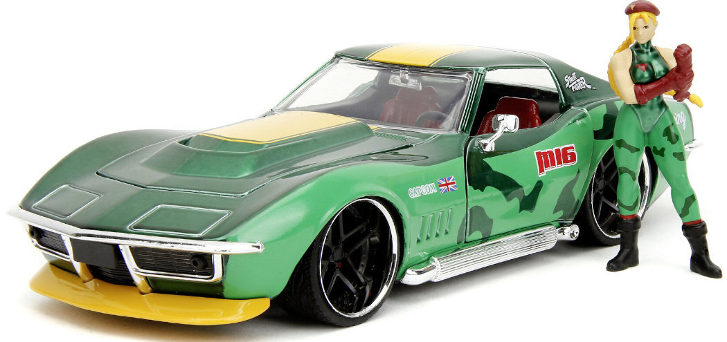 Samochód JADA TOYS Street Fighter 1969 Chevrolet Corvette Stingray ZL1 + figurka zabawa ruchomy jazda przygoda realizm