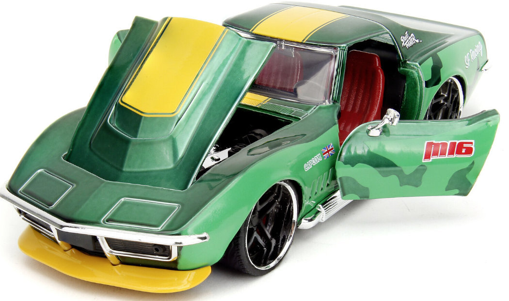 Samochód JADA TOYS Street Fighter 1969 Chevrolet Corvette Stingray ZL1 + figurka zabawa ruchomy jazda przygoda realizm