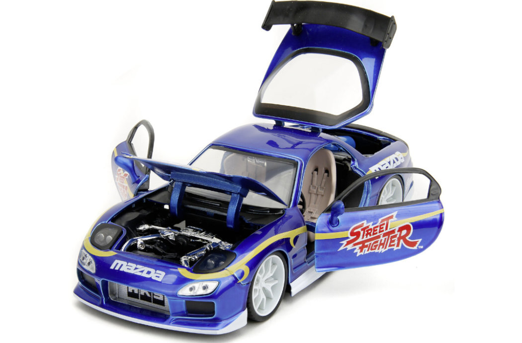 Samochód JADA TOYS Street Fighter 1993 Mazda RX-7 + figurka zabawa ruchomy jazda przygoda realizm