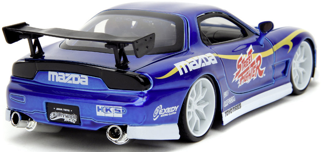 Samochód JADA TOYS Street Fighter 1993 Mazda RX-7 + figurka zabawa ruchomy jazda przygoda realizm