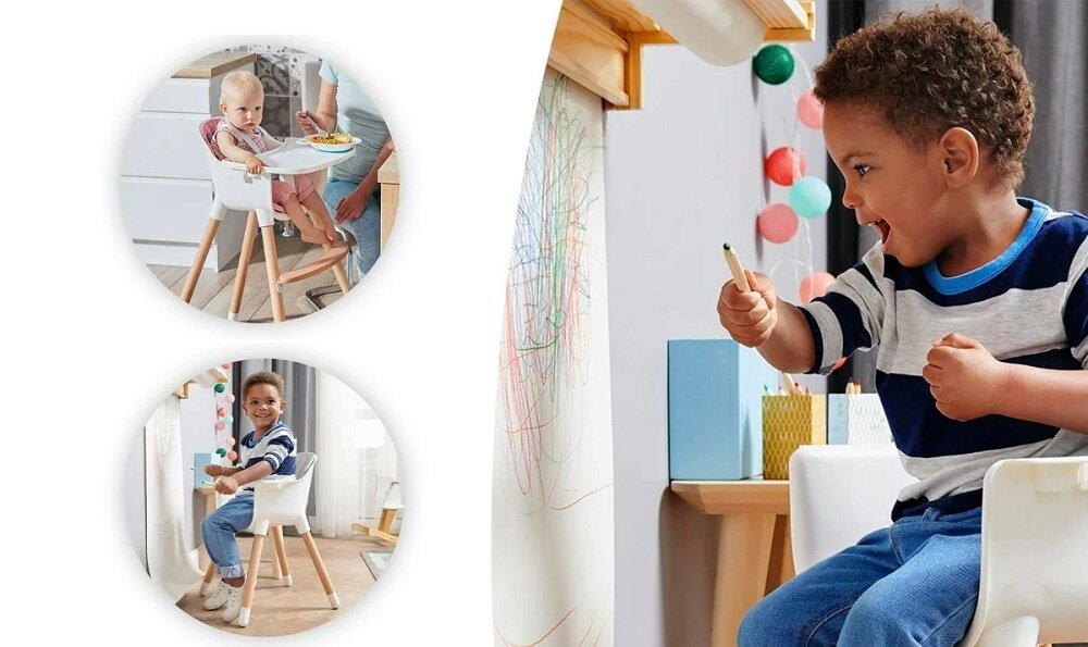 Krzesełko do karmienia KINDERKRAFT Sienna Różowy 2 w 1 innowacyjne rozwiazanie rosnie razem z dzieskiem produkt 2 w 1 krzeselko do karmienia funkcja praktycznego fotela dla dzieci w wieku od 6 do 36 miesiaca zycia