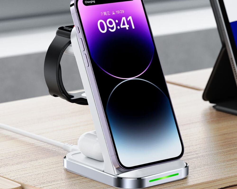 stacja ładująca acefast ładowarka 3w1 ładowarka do smartwatcha ładowarka do iphone ładowarka magsafe ładowarka bezprzewodowa ładowarka do słuchawek