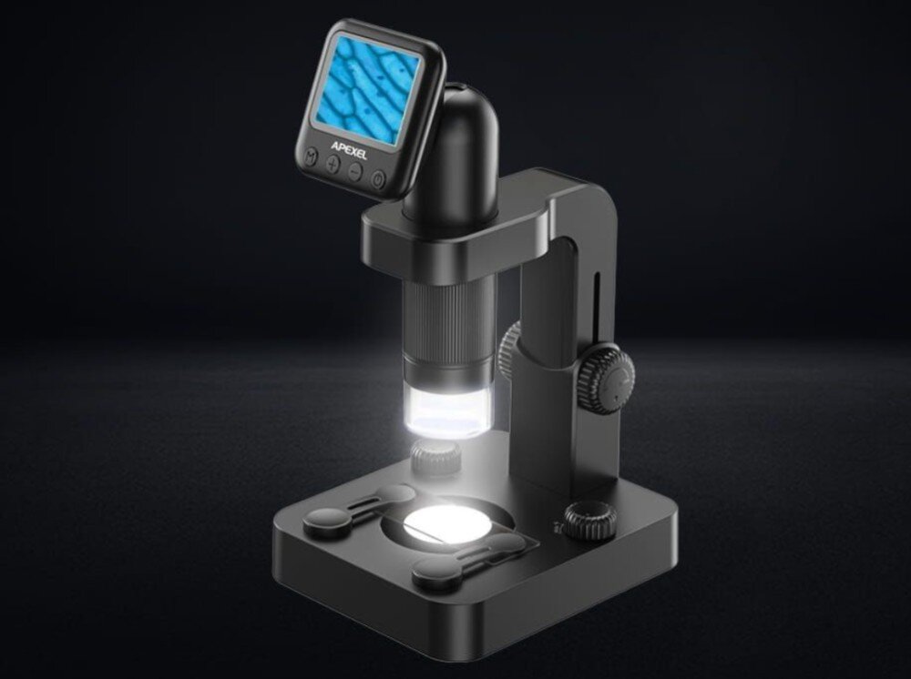 Mikroskop cyfrowy APEXEL MS003 20-100x wyświetlacz oświetlenie LED ostrość