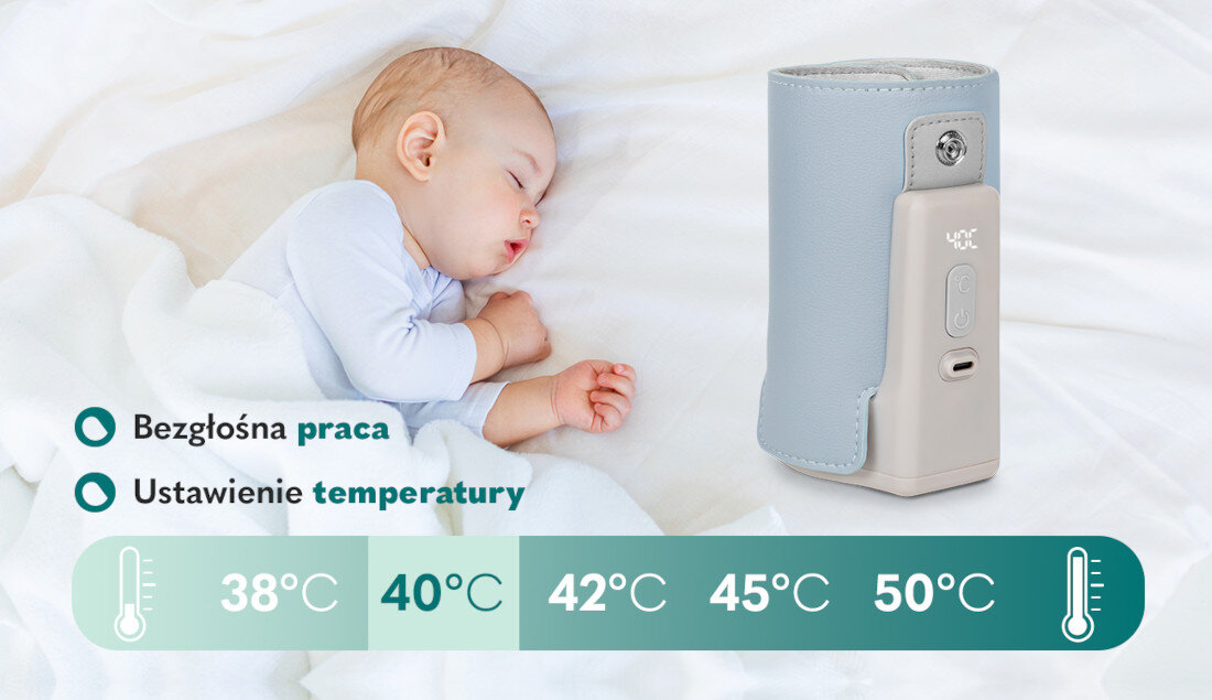 Podgrzewacz do butelek LIONELO Thermup Go Plus Niebieski 5 opcji ustawienia temperatury możliwości posiłek podgrzewanie ekran LCD kontroler temperatury obsługa
