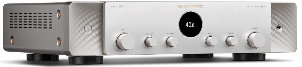 Amplituner MARANTZ Stereo 70S Zone 2 tryb Eco niski pobór mocy oszczędność energii, amplituner po skosie na białym tle