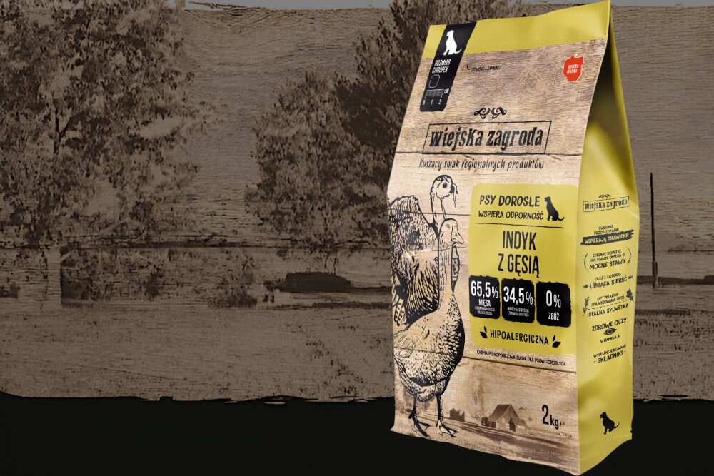 Karma dla psa WIEJSKA ZAGRODA Indyk z gęsią M 9 kg dawkowanie analiza sklad