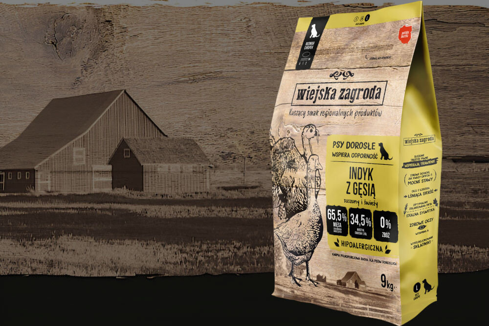 Karma dla psa WIEJSKA ZAGRODA Indyk z gęsią L 9 kg naturalne składniki