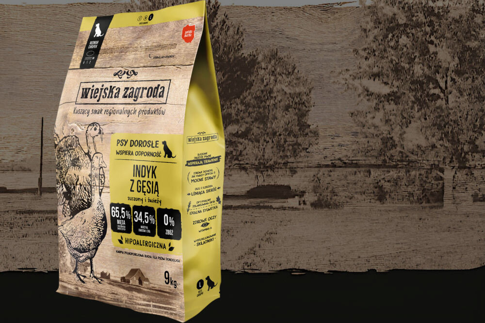 Karma dla psa WIEJSKA ZAGRODA Indyk z gęsią L 9 kg dawkowanie analiza sklad