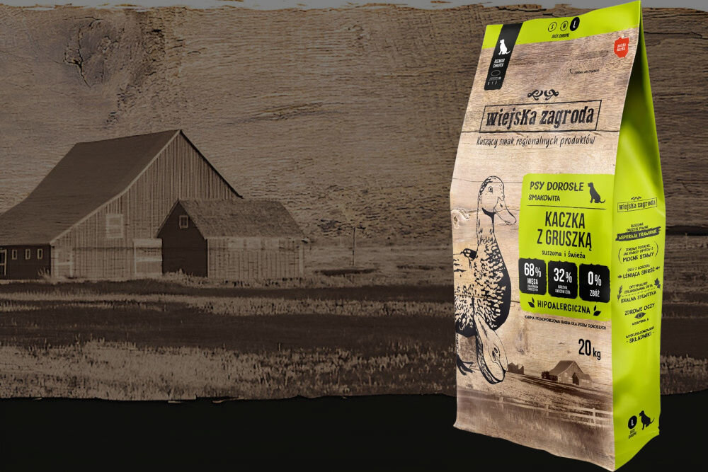 Karma dla psa WIEJSKA ZAGRODA Kaczka z gruszką L 20 kg naturalne składniki