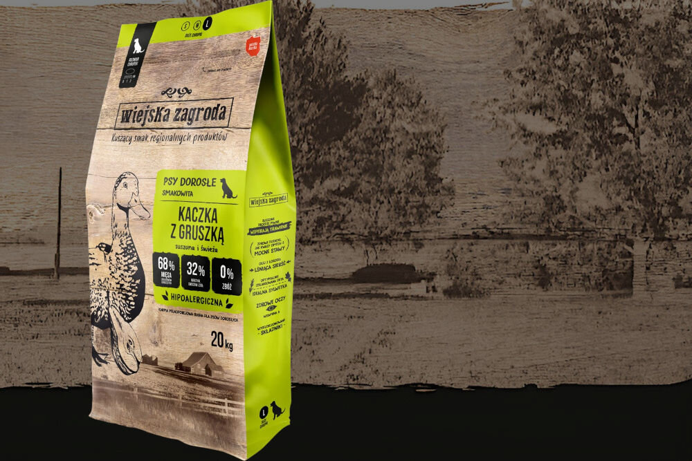 Karma dla psa WIEJSKA ZAGRODA Kaczka z gruszką L 20 kg dawkowanie analiza sklad